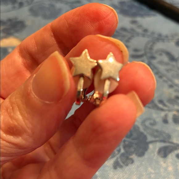 Claire's Jewelry - Claire’s Clip on Silver Star Earrings with White Cushion Backs